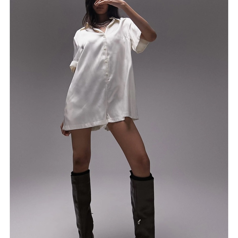 Topshop Ivory Satin Romper